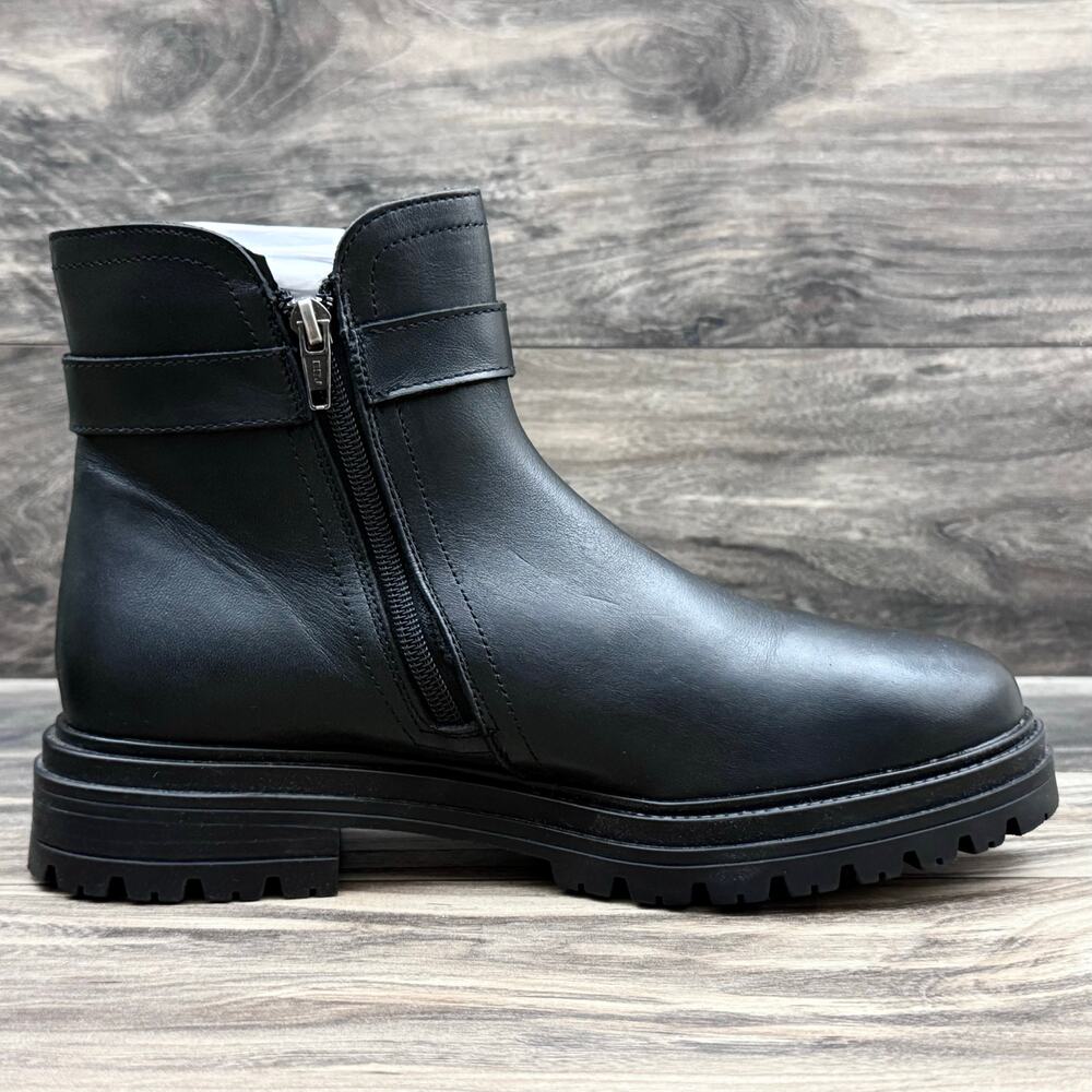 NEW Steve Madden Maezy 9M Black Leather Ankle Boots Bootie Biker - Picture 8 of 11